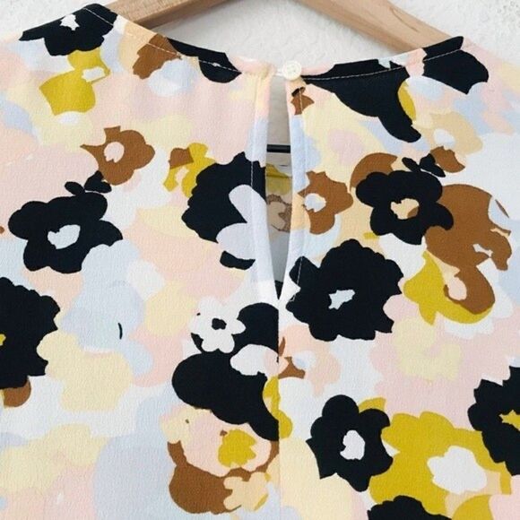 Loft Floral Smocked Short Sleeves Pastels Retro Modest Party Dress - Picture 8 of 10